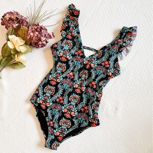 NWT Jessica Simpson Floral One Piece Swimsuit Size L Women’s